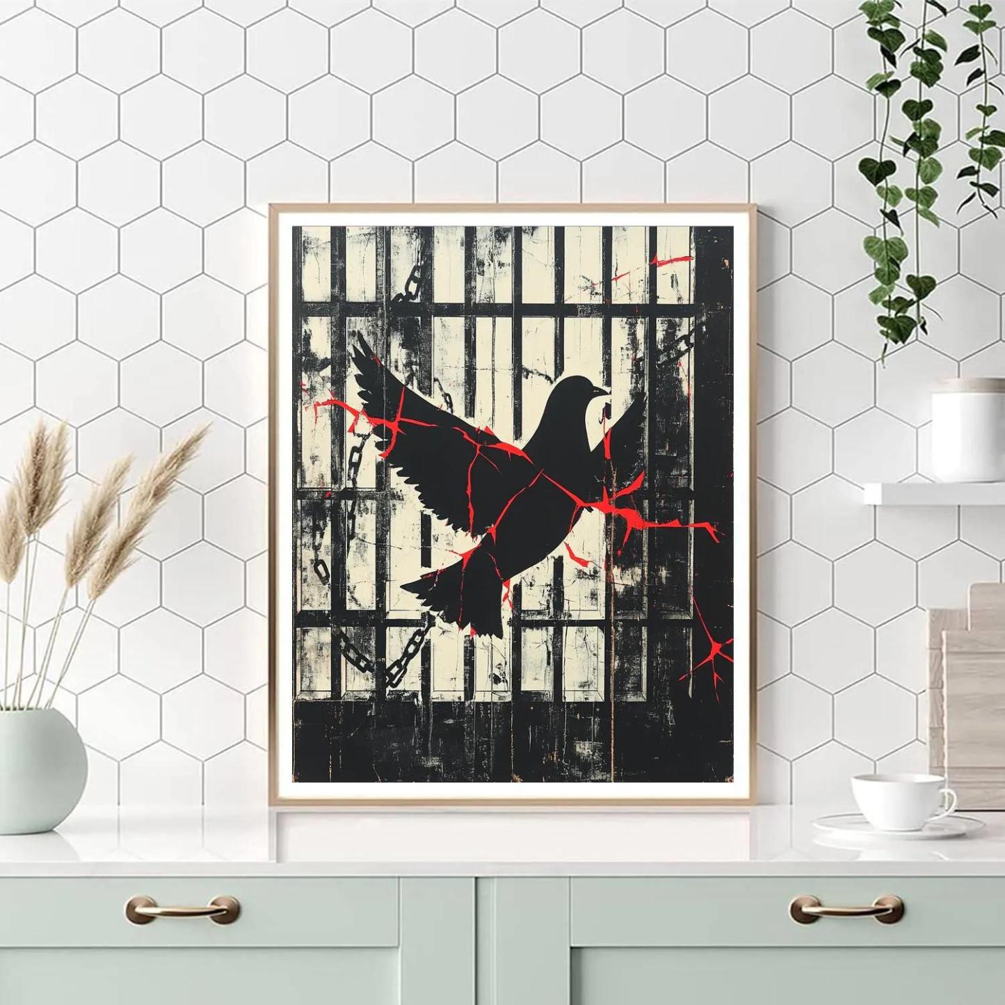 Banksy Inspired Freedom Fragmentation paint by number