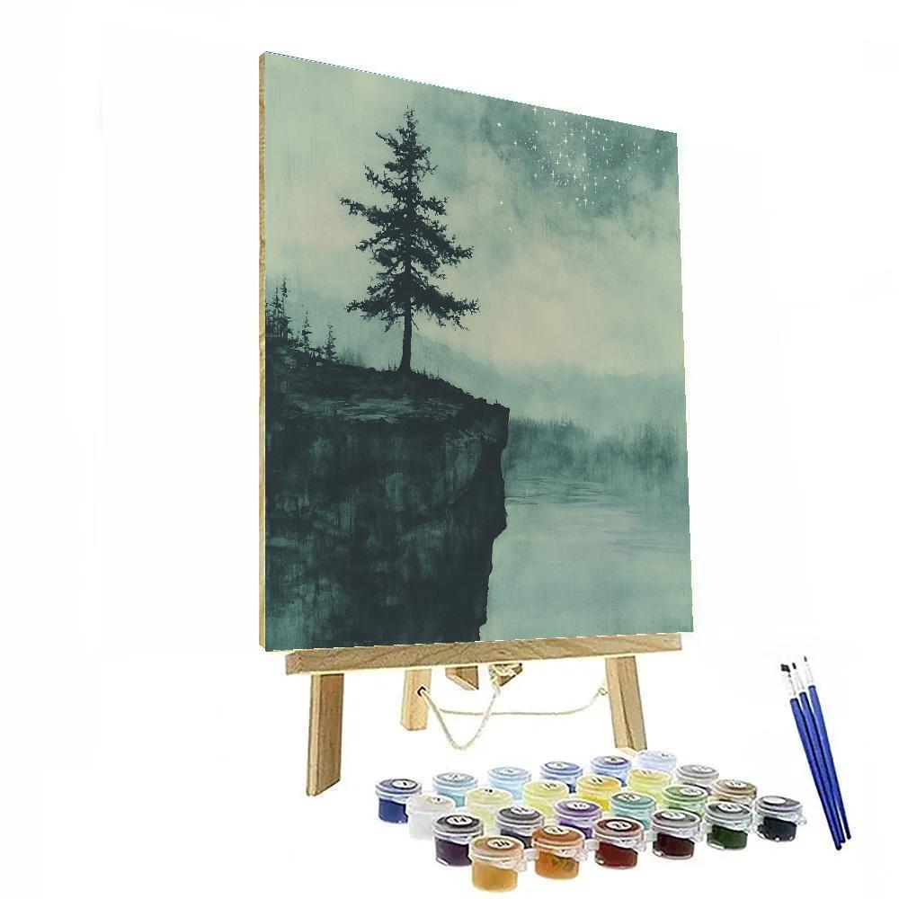 Zhao Mengfu Inspired Celestial Pine Silhouette Painting by numbers kit