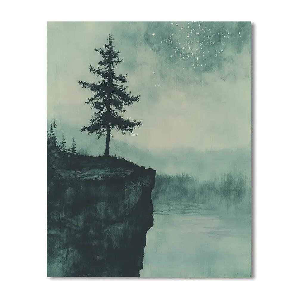 Zhao Mengfu Inspired Celestial Pine Silhouette Painting by numbers kit