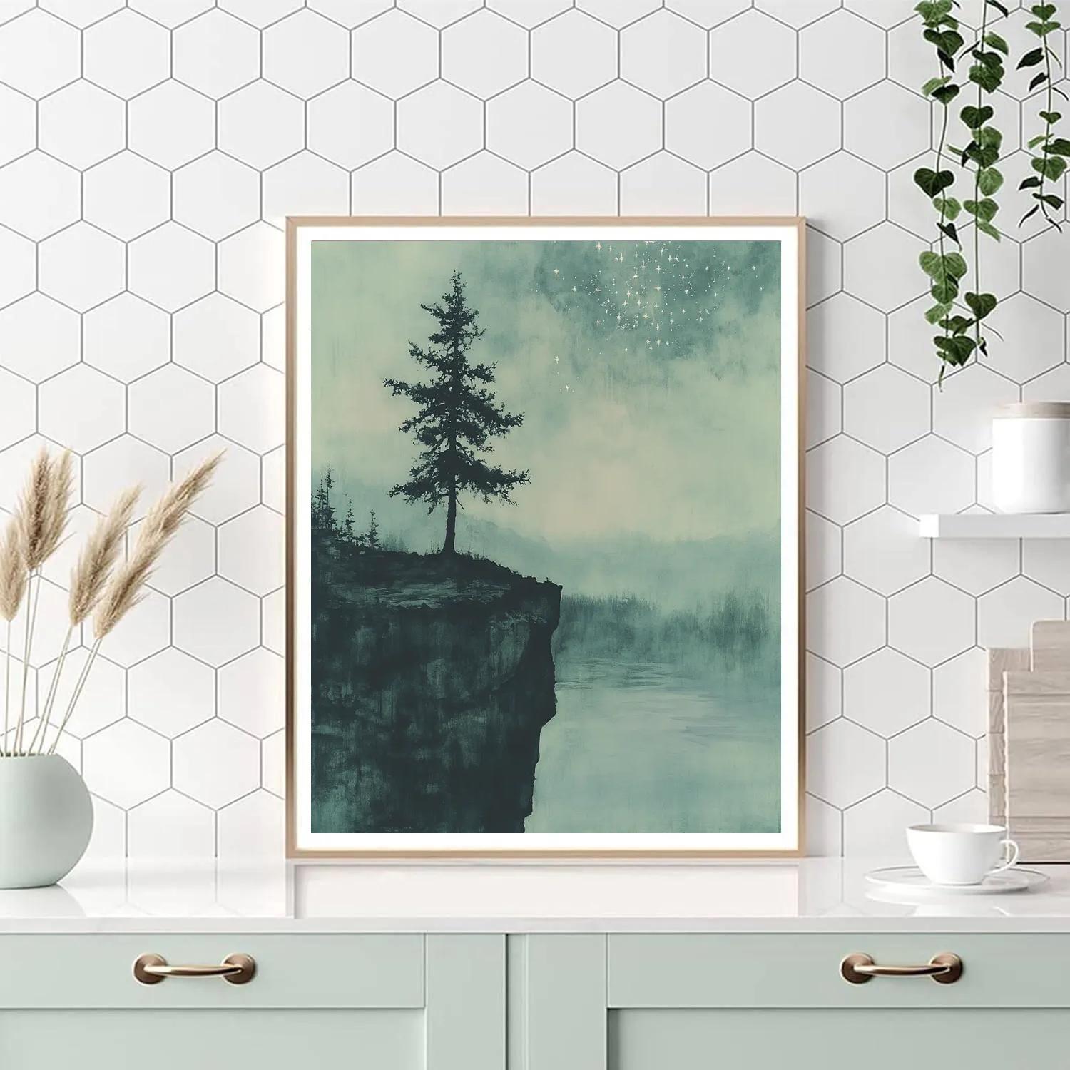 Zhao Mengfu Inspired Celestial Pine Silhouette Painting by numbers kit