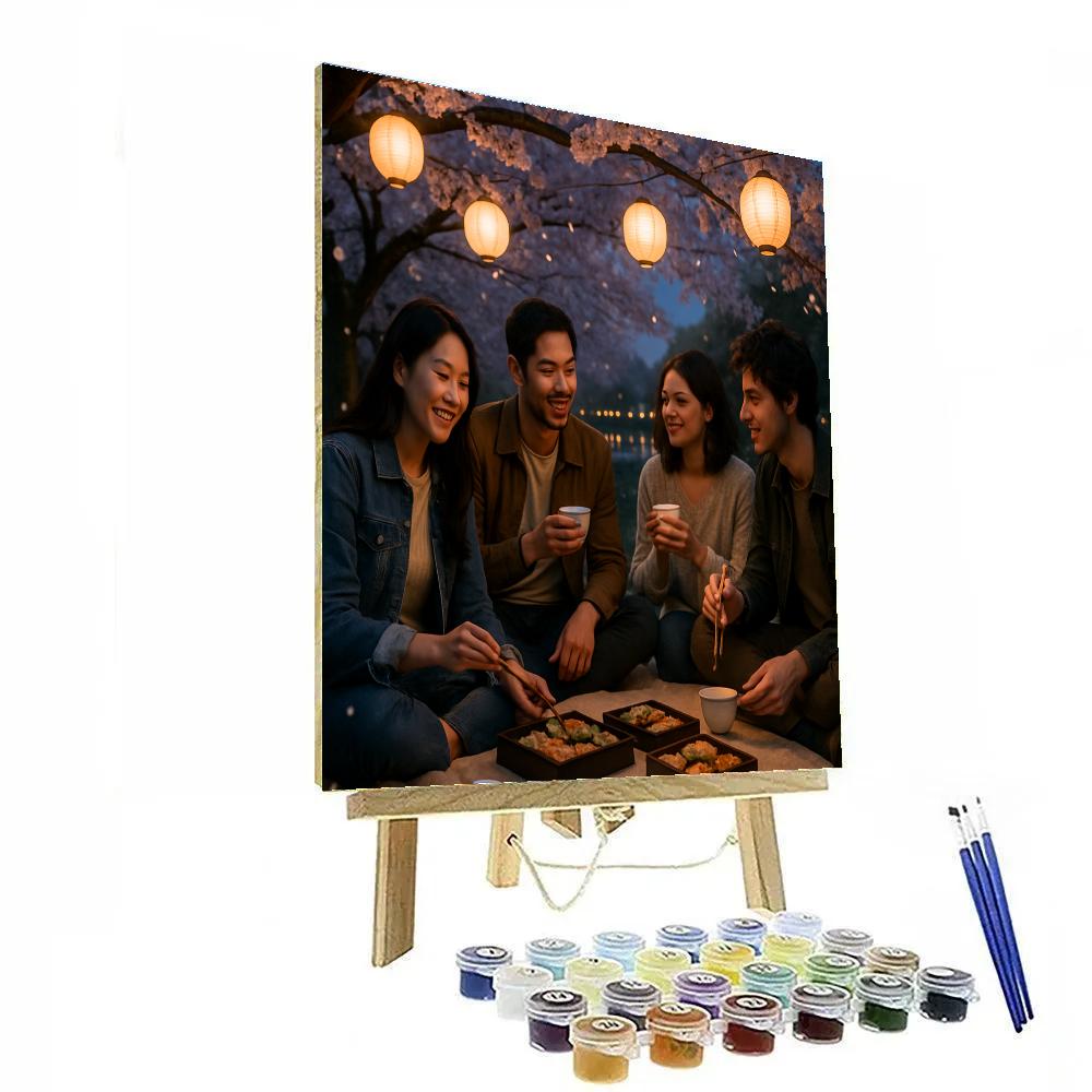 Hanami Evening Picnic Cherry Blossoms Paint by numbers kits