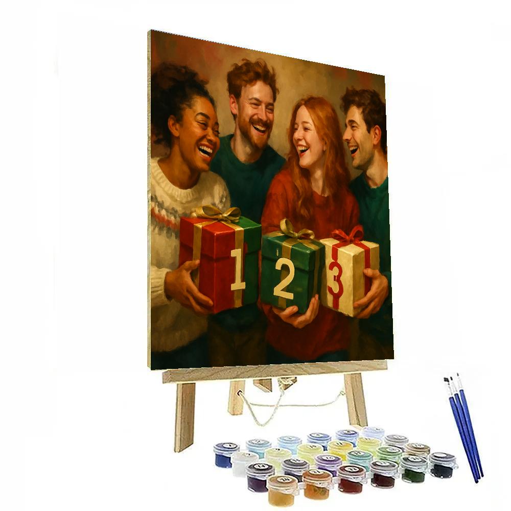 Ribboned Gift Train Number painting