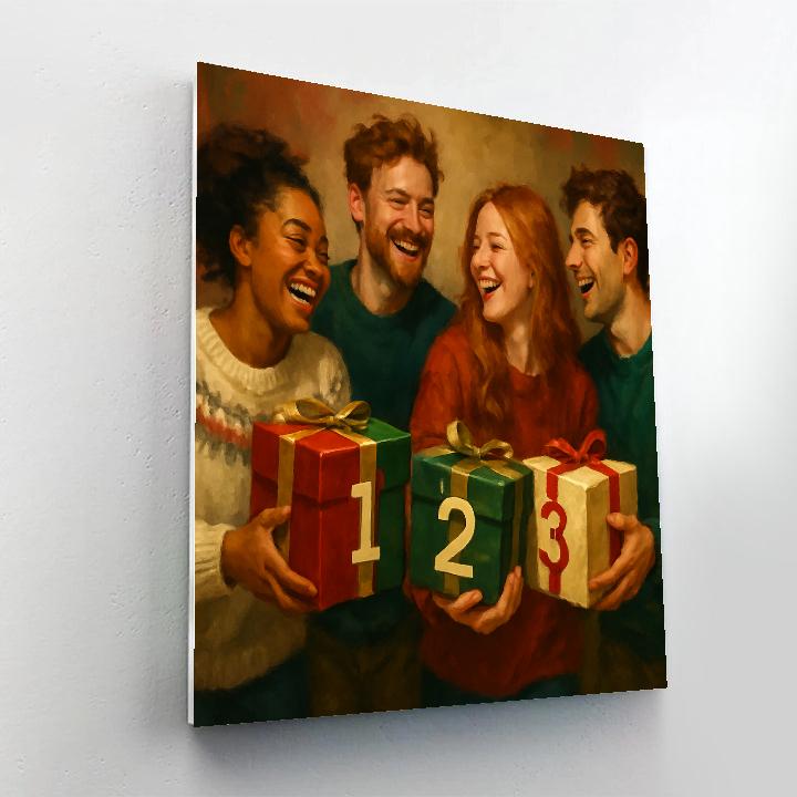 Ribboned Gift Train Number painting