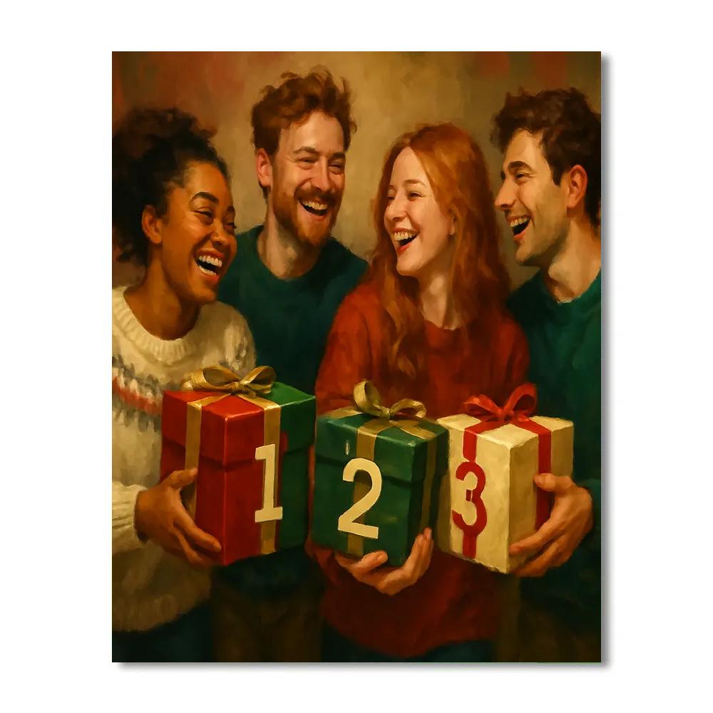 Ribboned Gift Train Number painting