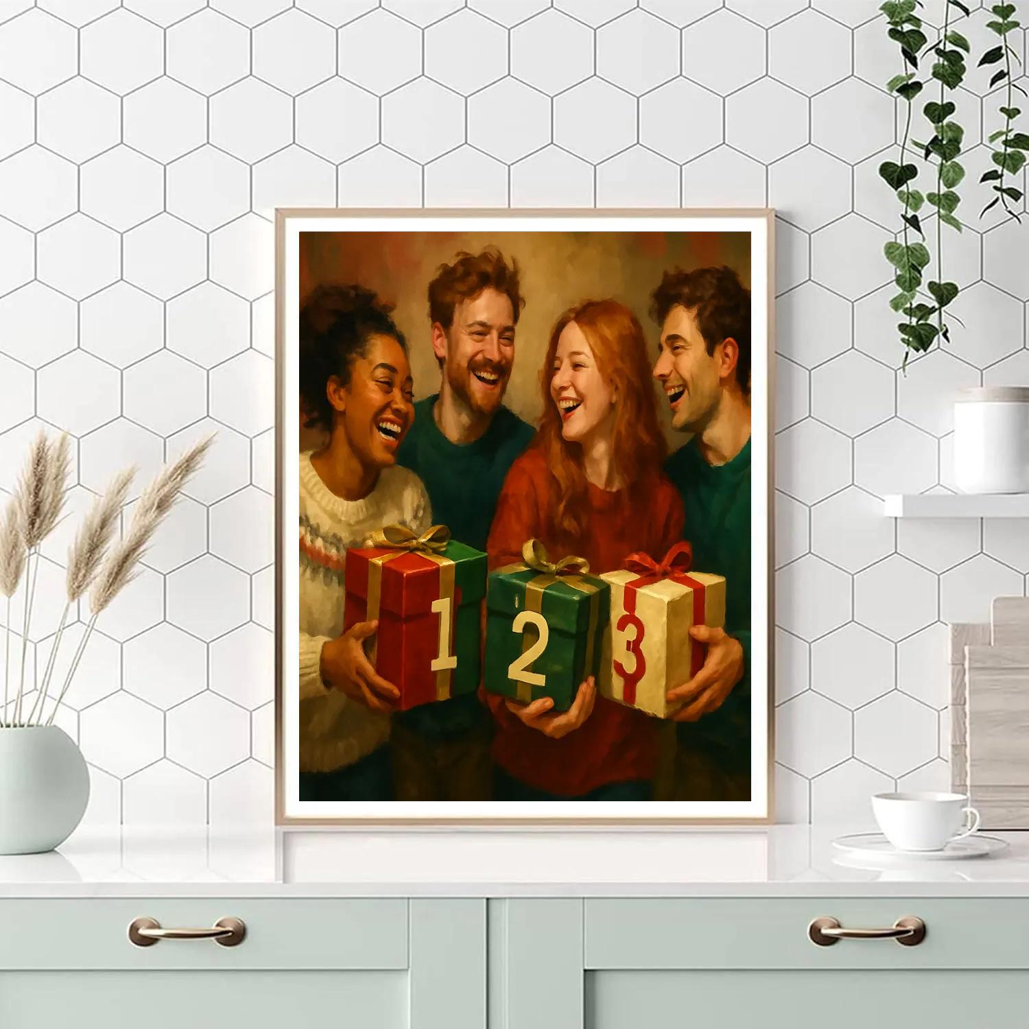 Ribboned Gift Train Number painting