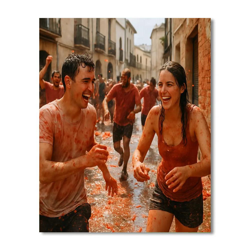 La Tomatina Tomato Fight Bunol Numbered painting kits