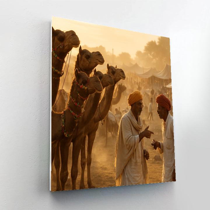 Pushkar Camel Fair Market Sunrise Painting by numbers kit