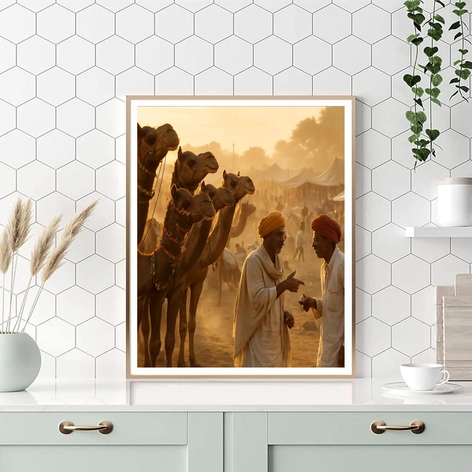 Pushkar Camel Fair Market Sunrise Painting by numbers kit
