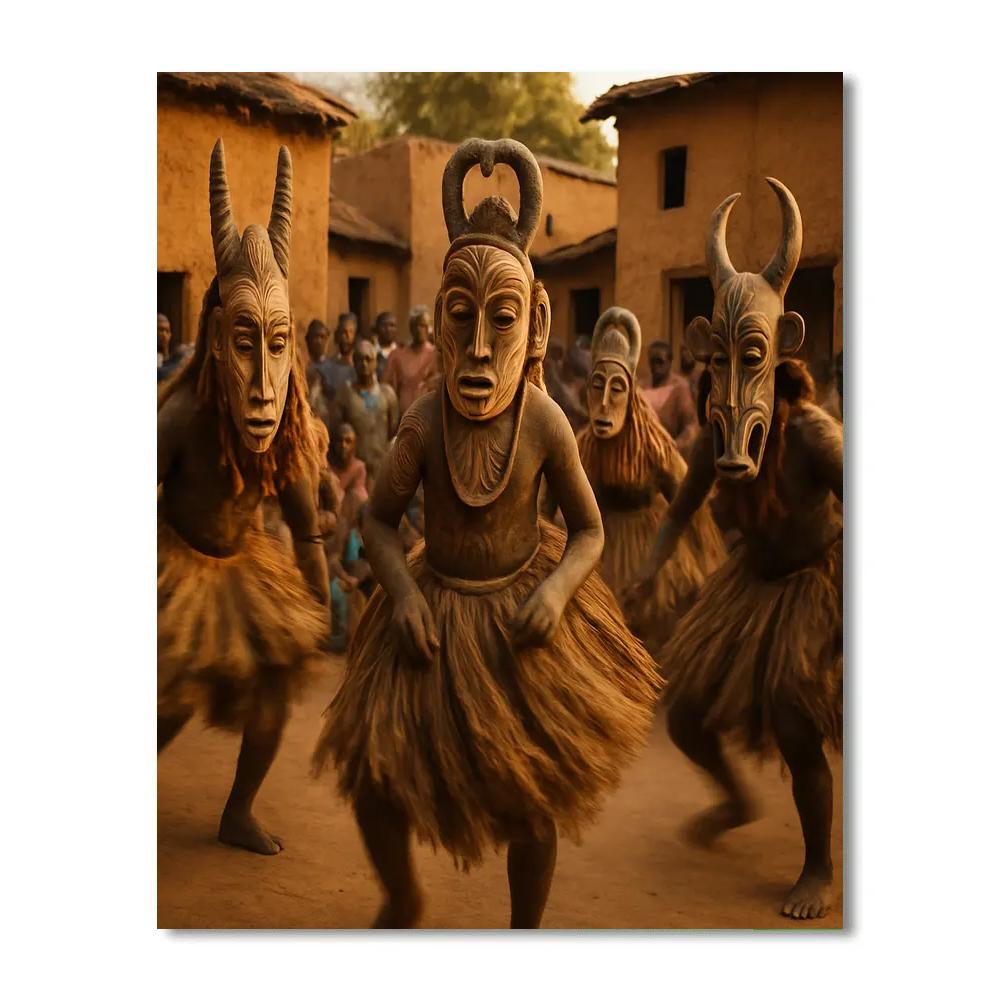 Ivory Coast Fete Des Masques Village Paint by numbers art