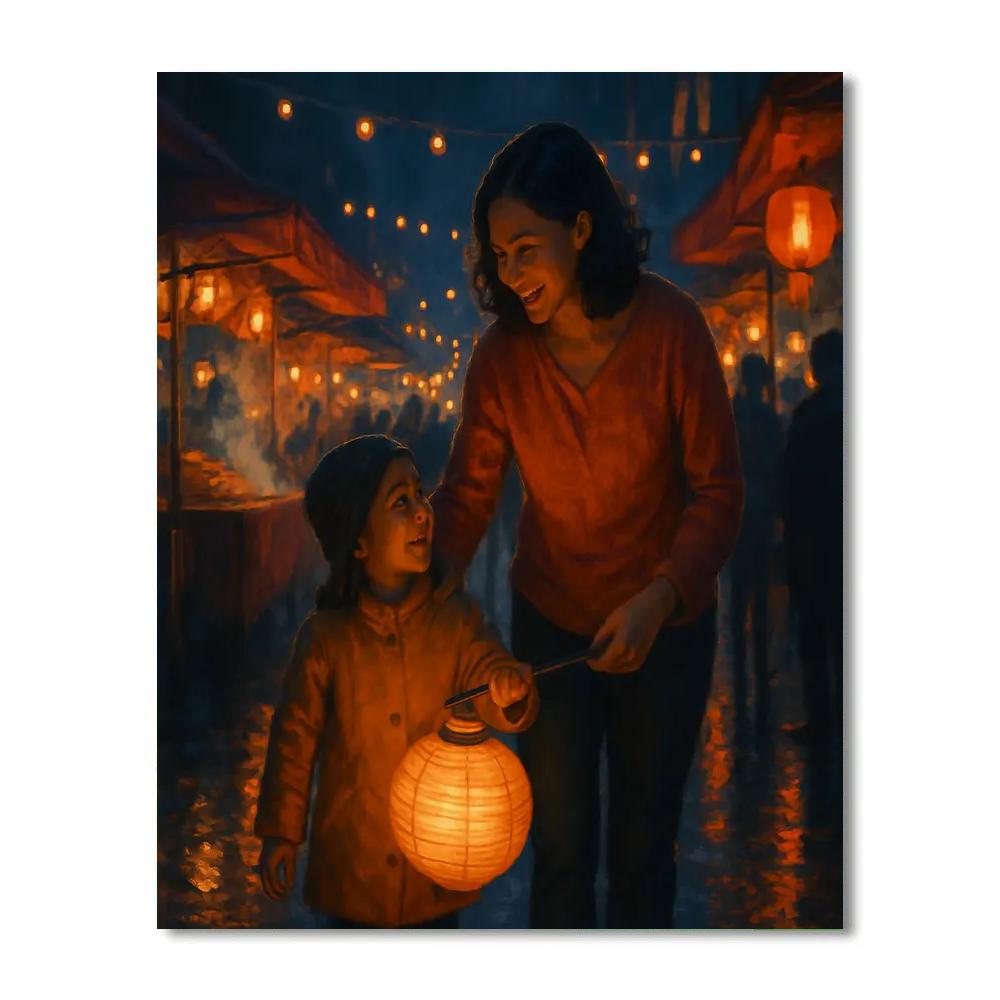 Night Market Lantern Walk paint by number