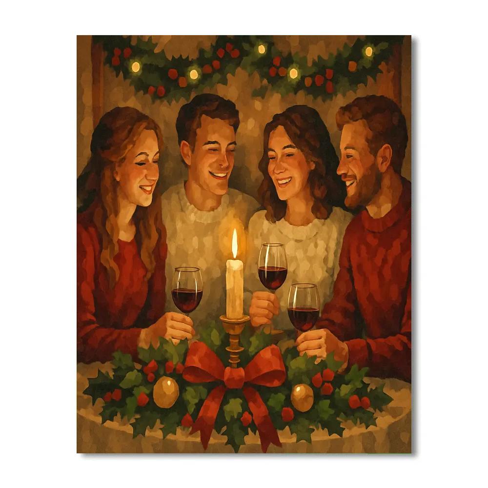 Golden Candlelight Gathering Numbered painting kits