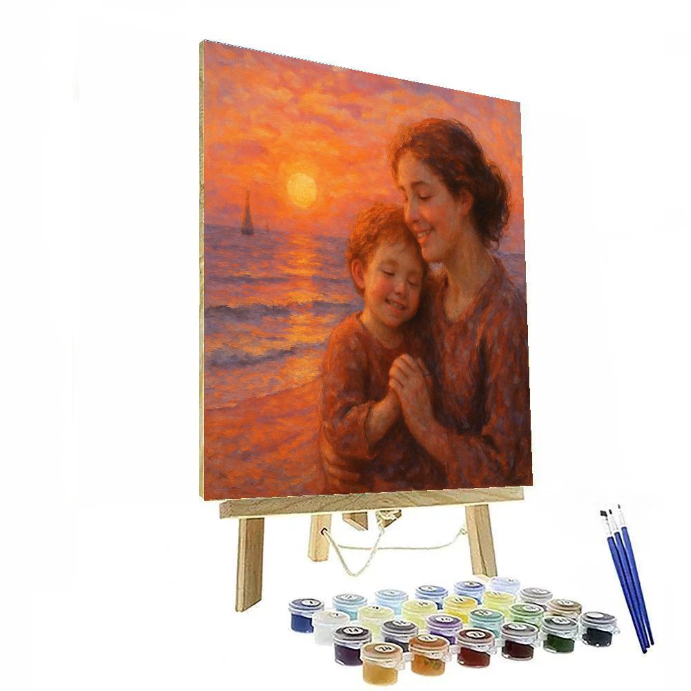 Sunset Embrace At The Seaside Number painting
