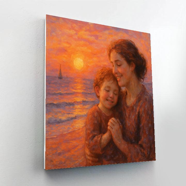 Sunset Embrace At The Seaside Number painting