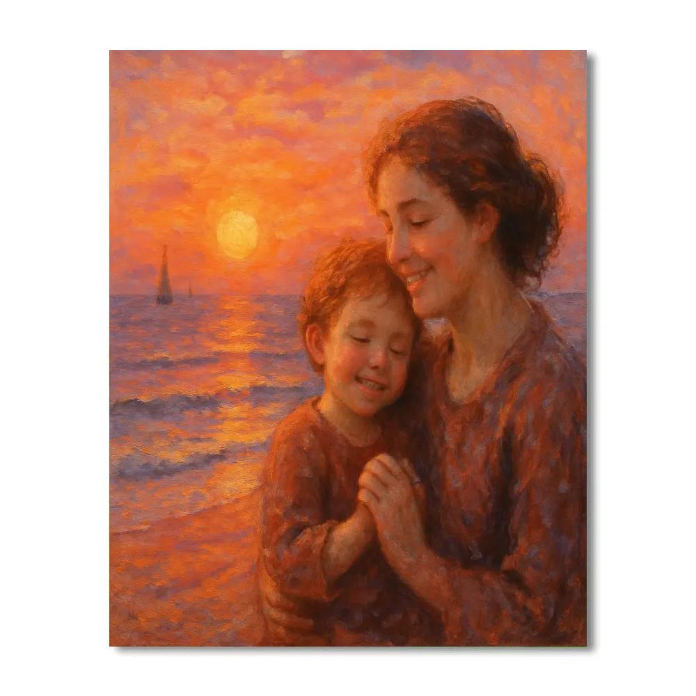 Sunset Embrace At The Seaside Number painting