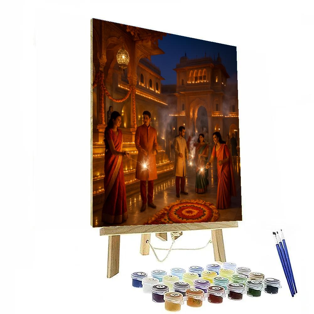 Diwali Evening At Jaipur Palace Number painting