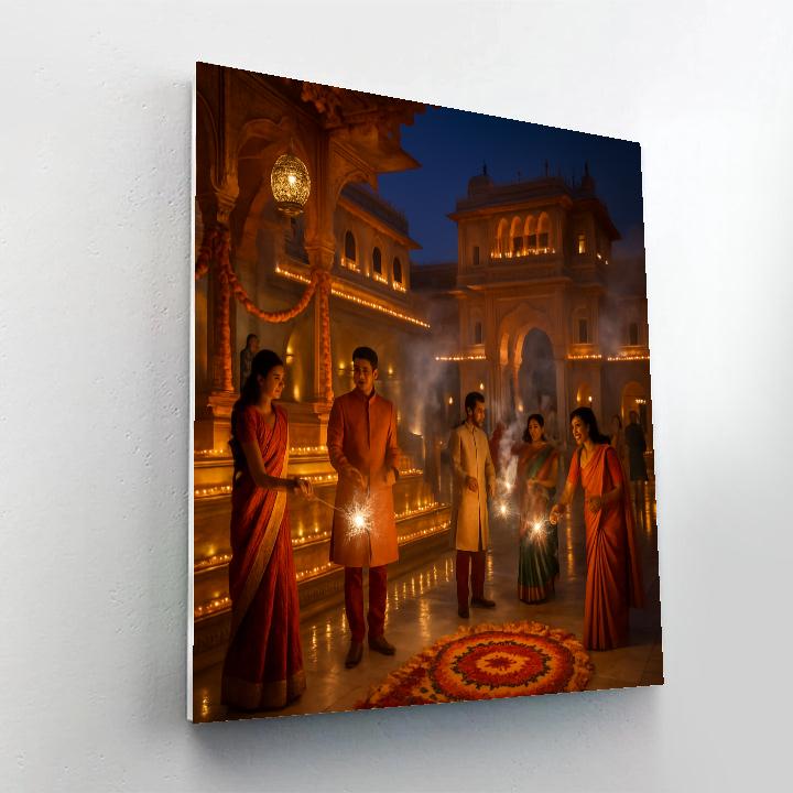 Diwali Evening At Jaipur Palace Number painting