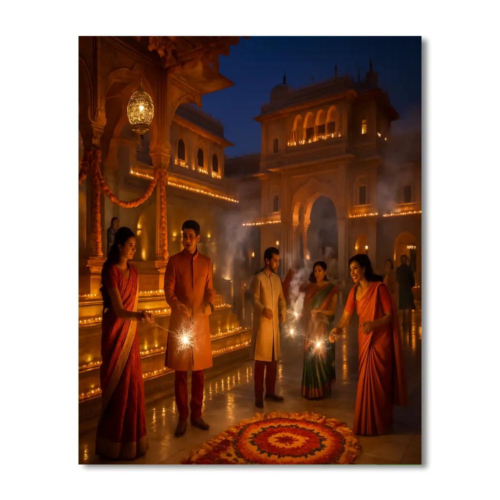 Diwali Evening At Jaipur Palace Number painting