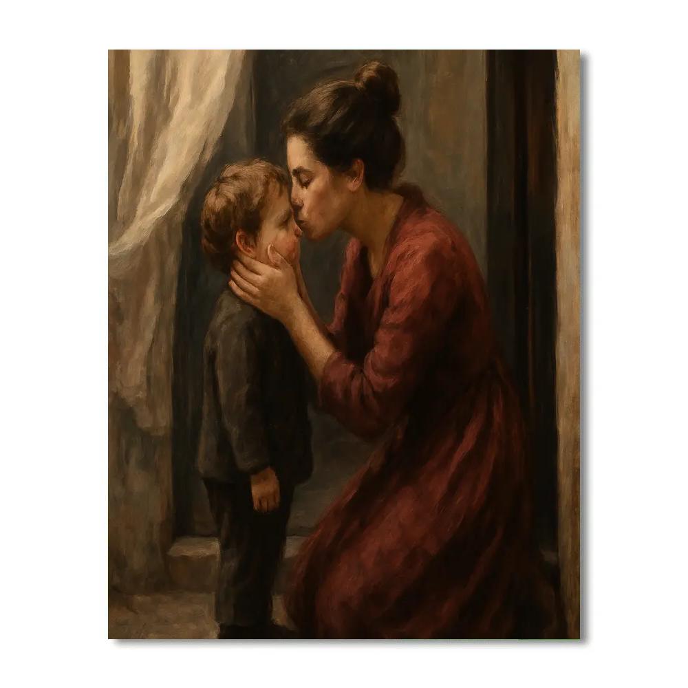 Mothers Gentle Kiss Goodbye painting number kit