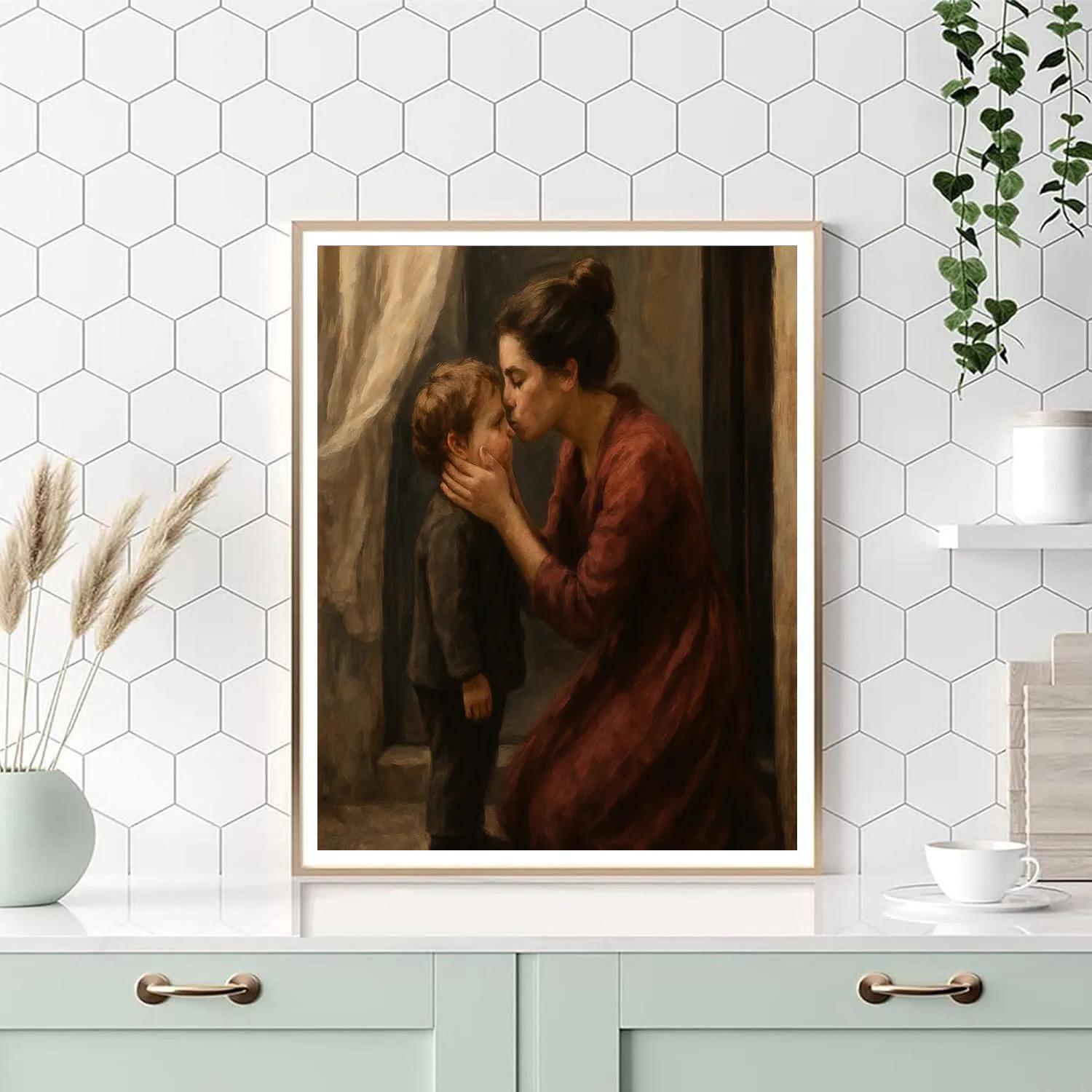 Mothers Gentle Kiss Goodbye painting number kit