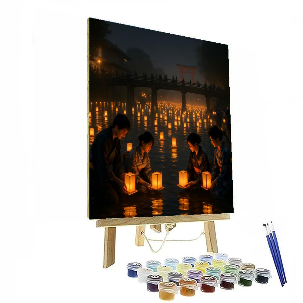 Obon Festival Lanterns On Kyoto River Number painting