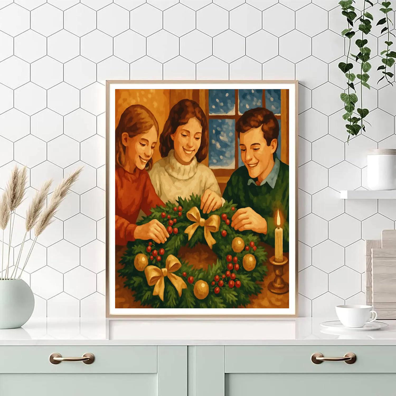 Winter Wreath Wonder Number painting