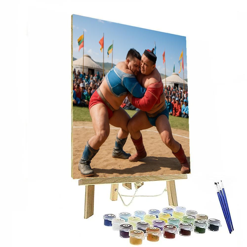 Naadam Festival Wrestling Match Mongolia Paint by numbers art