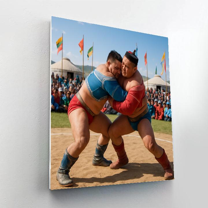 Naadam Festival Wrestling Match Mongolia Paint by numbers art