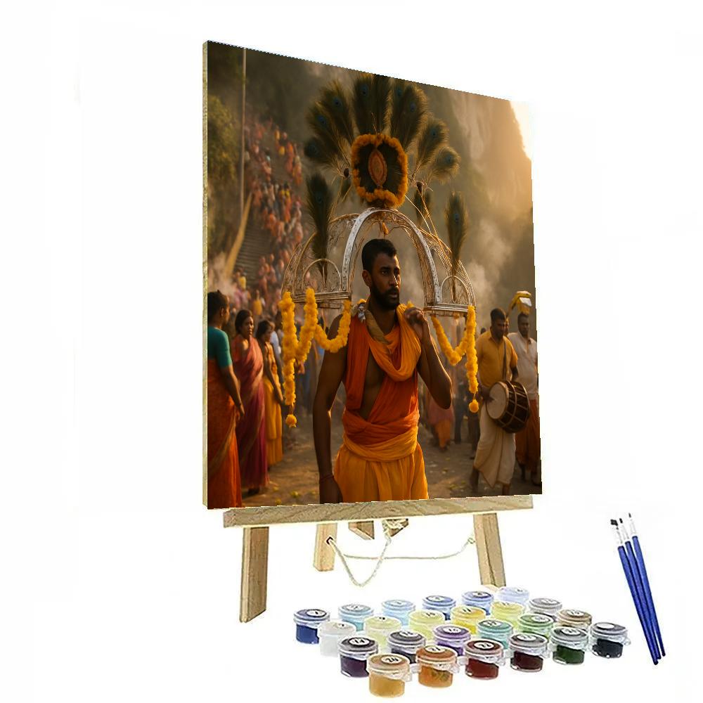 Thaipusam Pilgrims At Batu Caves Dawn Procession Painting by numbers kit