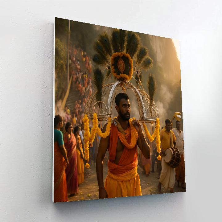 Thaipusam Pilgrims At Batu Caves Dawn Procession Painting by numbers kit