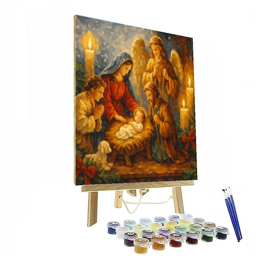 Cozy Candlelight Crèche paint by number