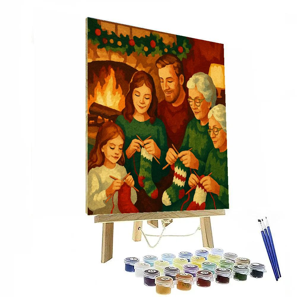 Yuletide Yarn And Yule Logs Paint by numbers kits