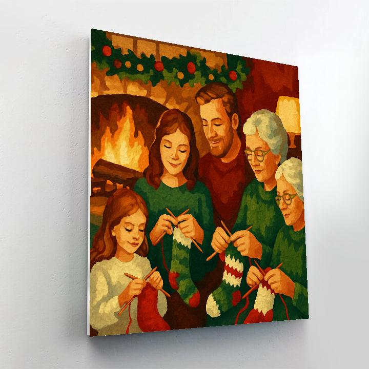 Yuletide Yarn And Yule Logs Paint by numbers kits