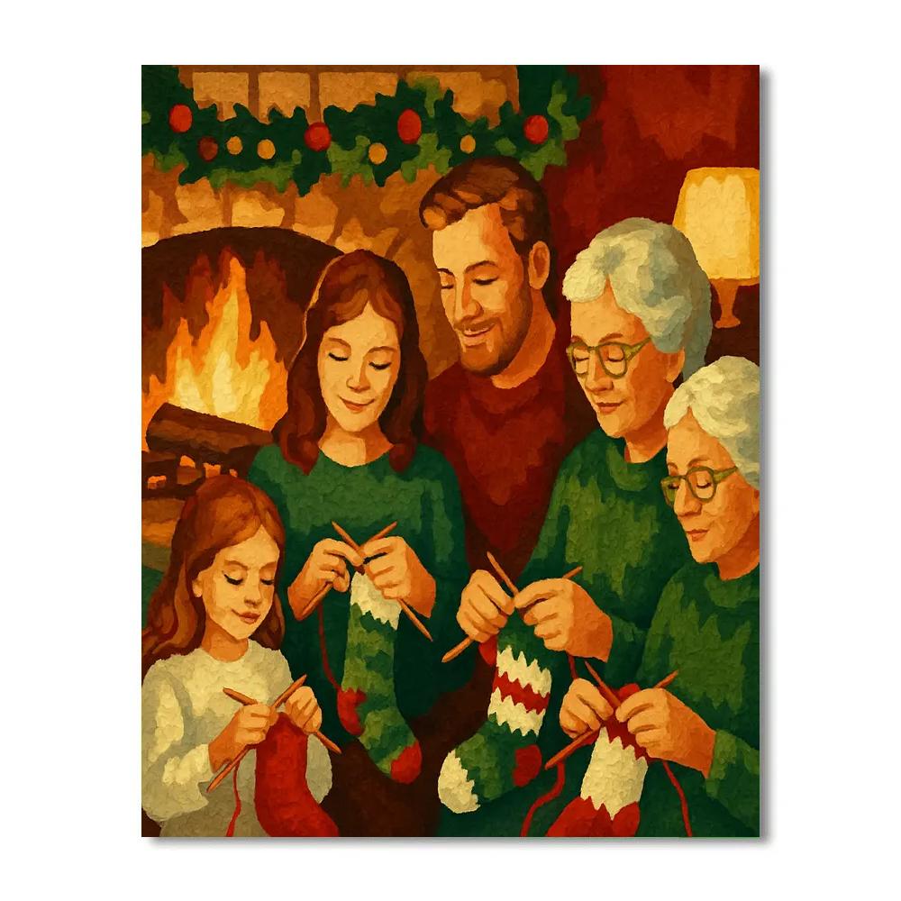 Yuletide Yarn And Yule Logs Paint by numbers kits