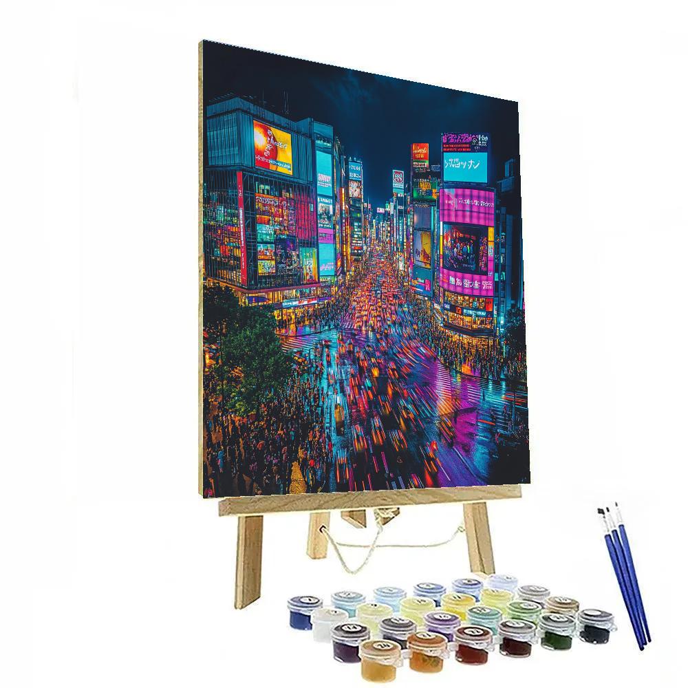 Shibuya Crossing Night View Tokyo Japan Painting by numbers kit