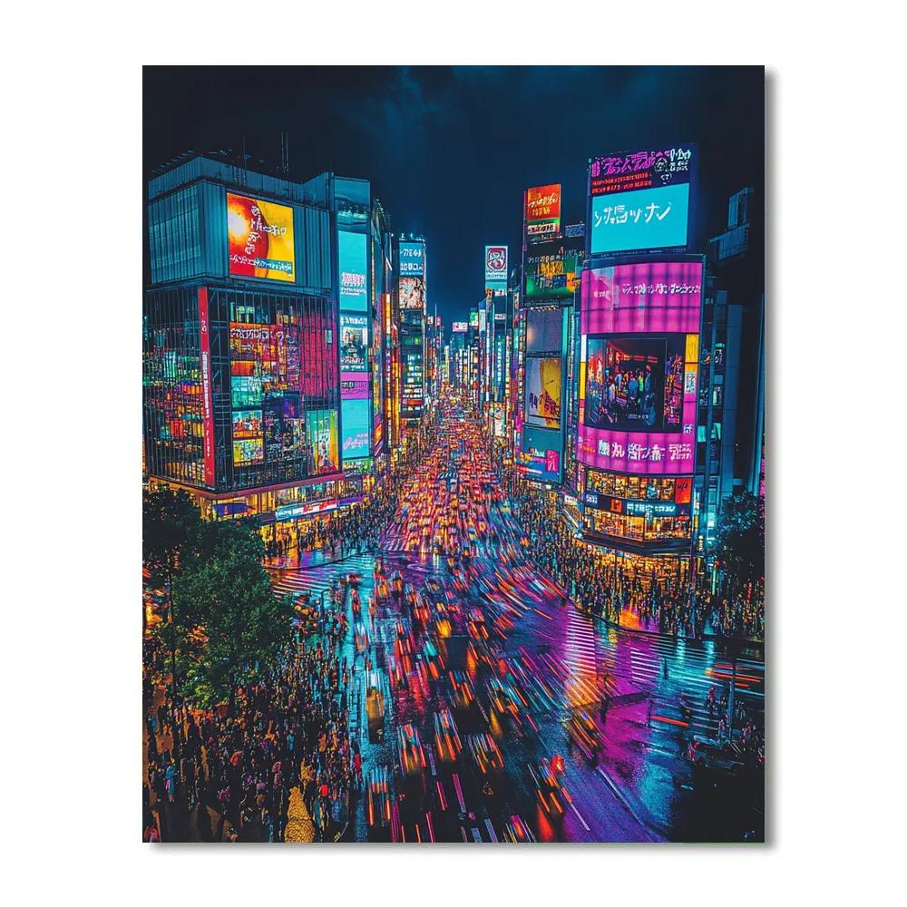 Shibuya Crossing Night View Tokyo Japan Painting by numbers kit