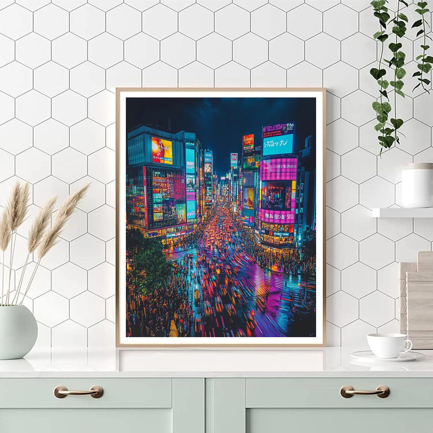Shibuya Crossing Night View Tokyo Japan Painting by numbers kit