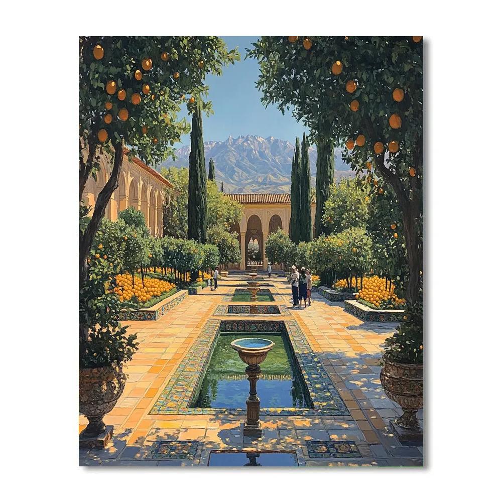 Alhambra Generalife Gardens Granada Spain paint by numbers