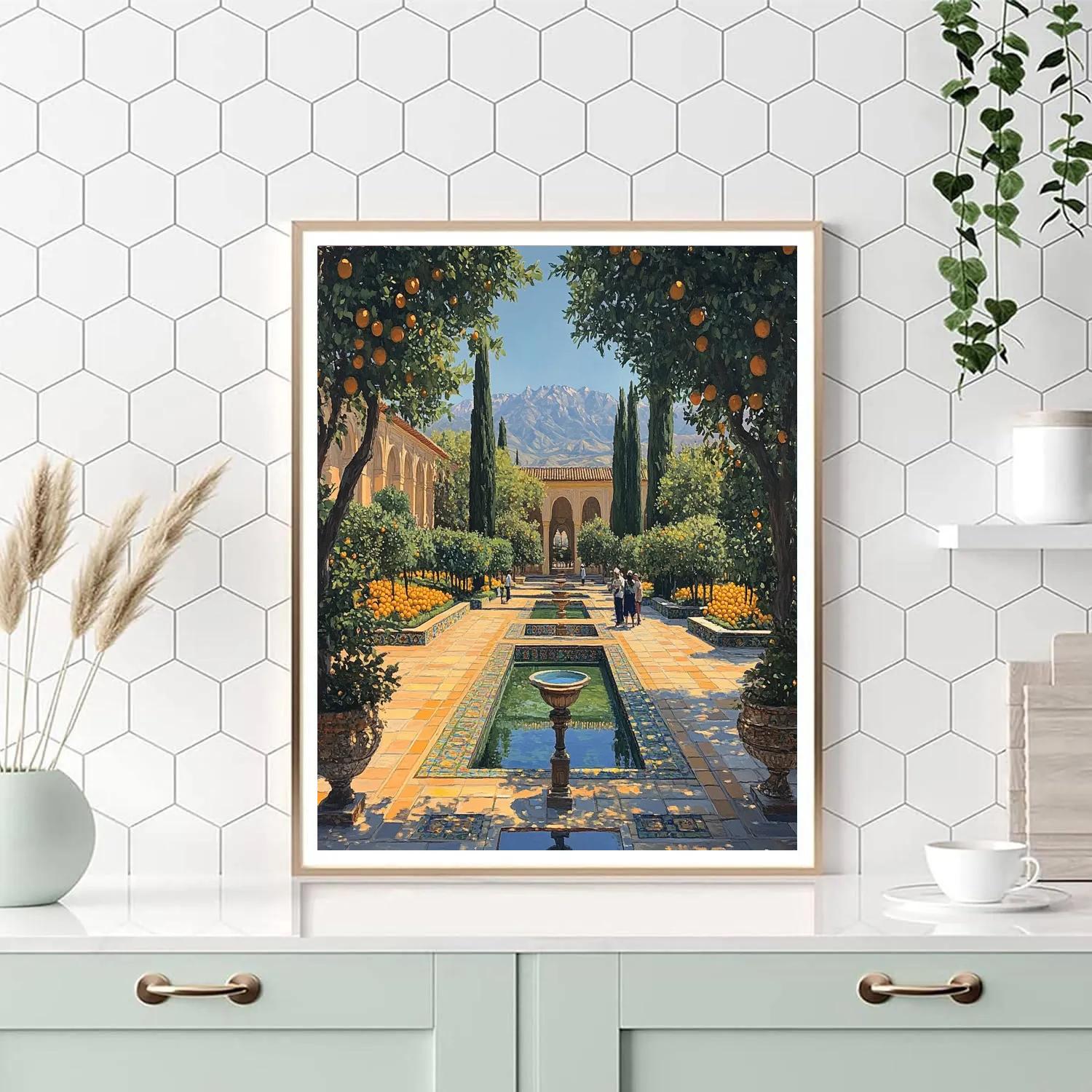 Alhambra Generalife Gardens Granada Spain paint by numbers