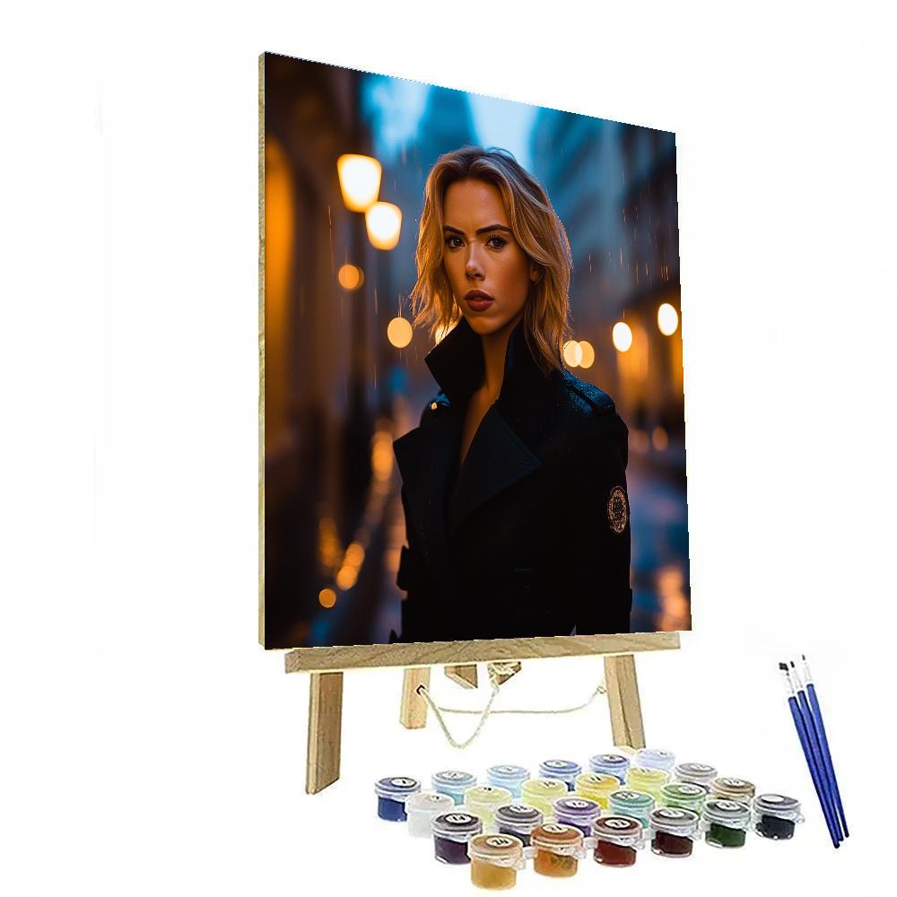 Scarlett Johansson: The Midnight Shadow Of A Silent Operative Paint by numbers art