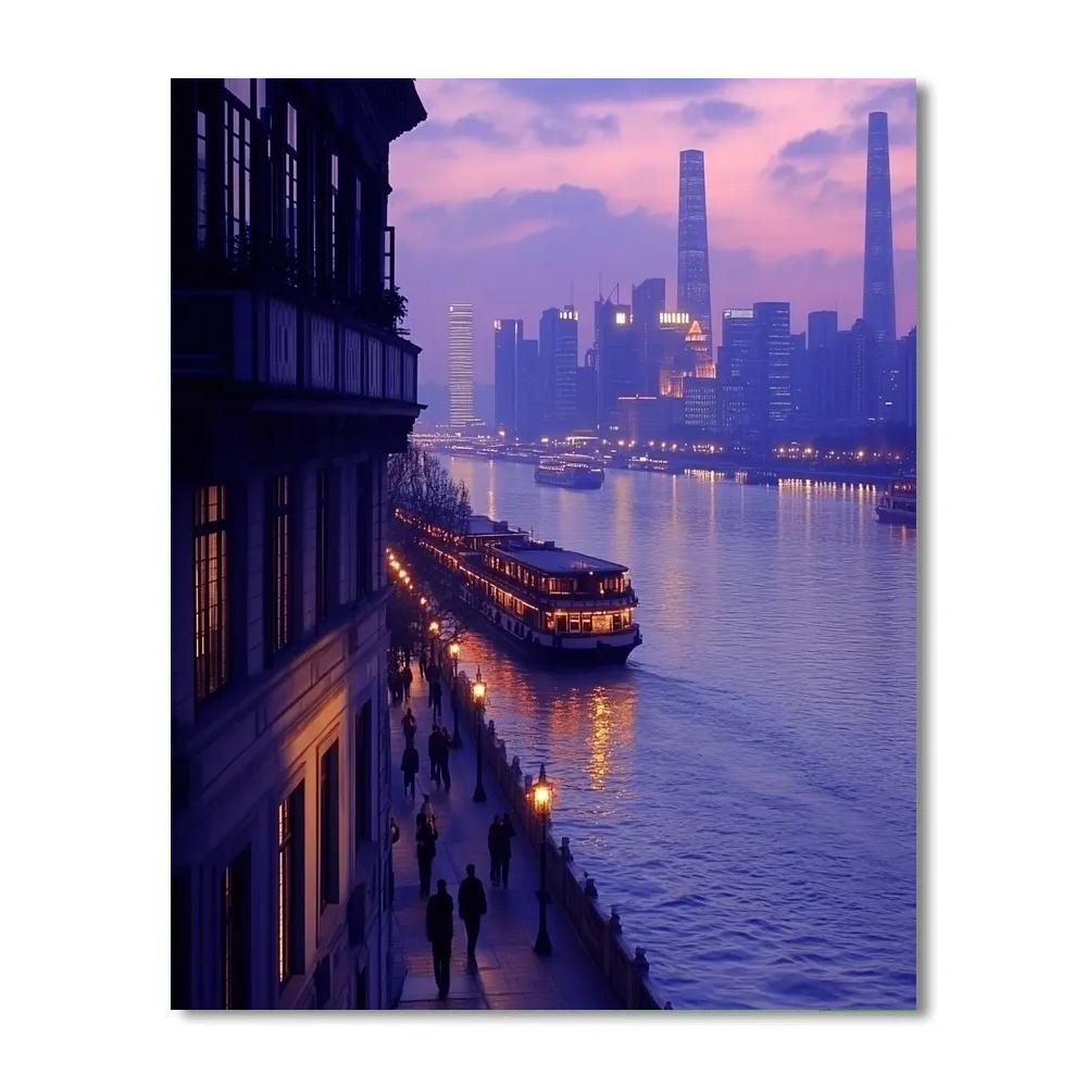 The Bund Shanghai Riverside Skyline China Numbered painting kits