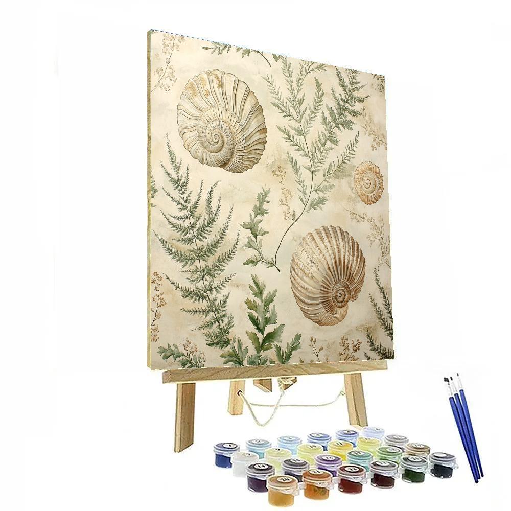 Leonardo Da Vinci Inspired Fossil Garden paint by numbers