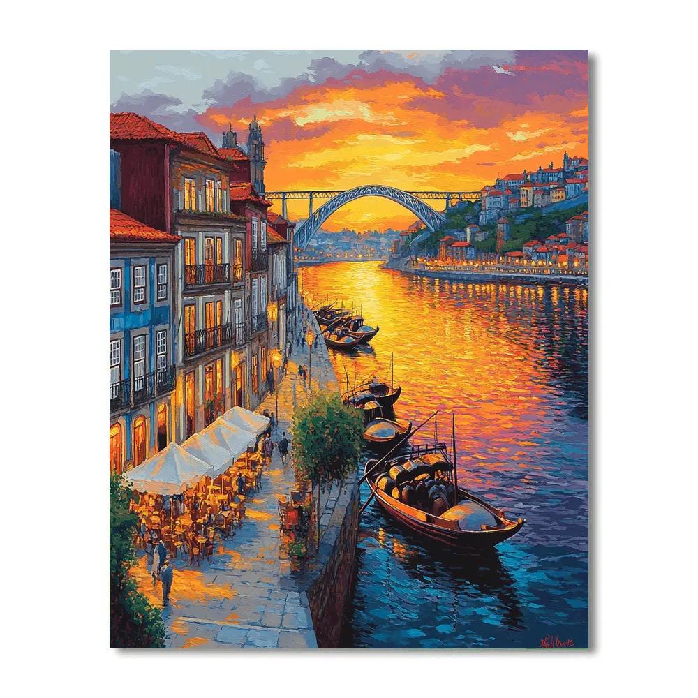 Sunset Over Portos Ribeira District Paint by numbers kits