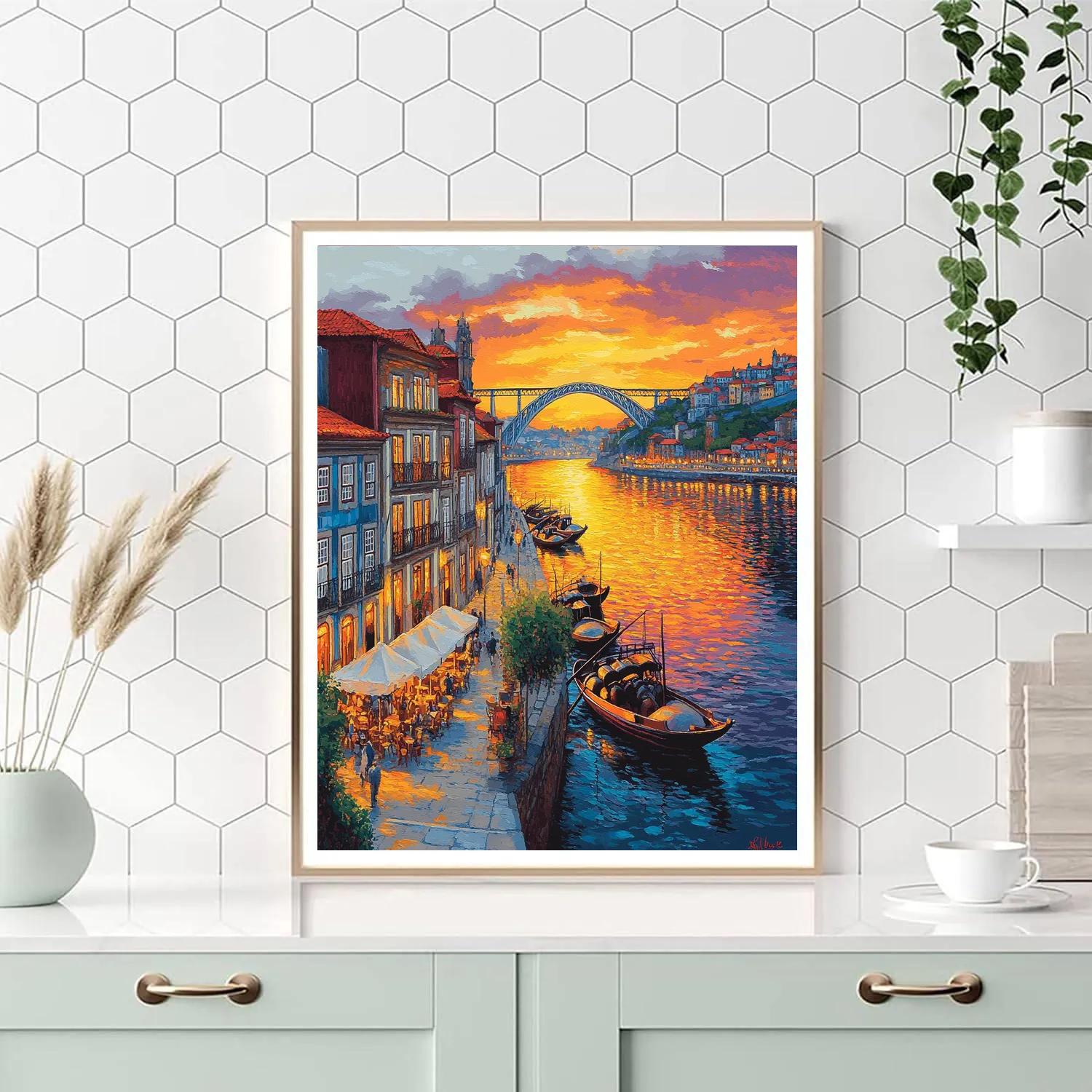 Sunset Over Portos Ribeira District Paint by numbers kits