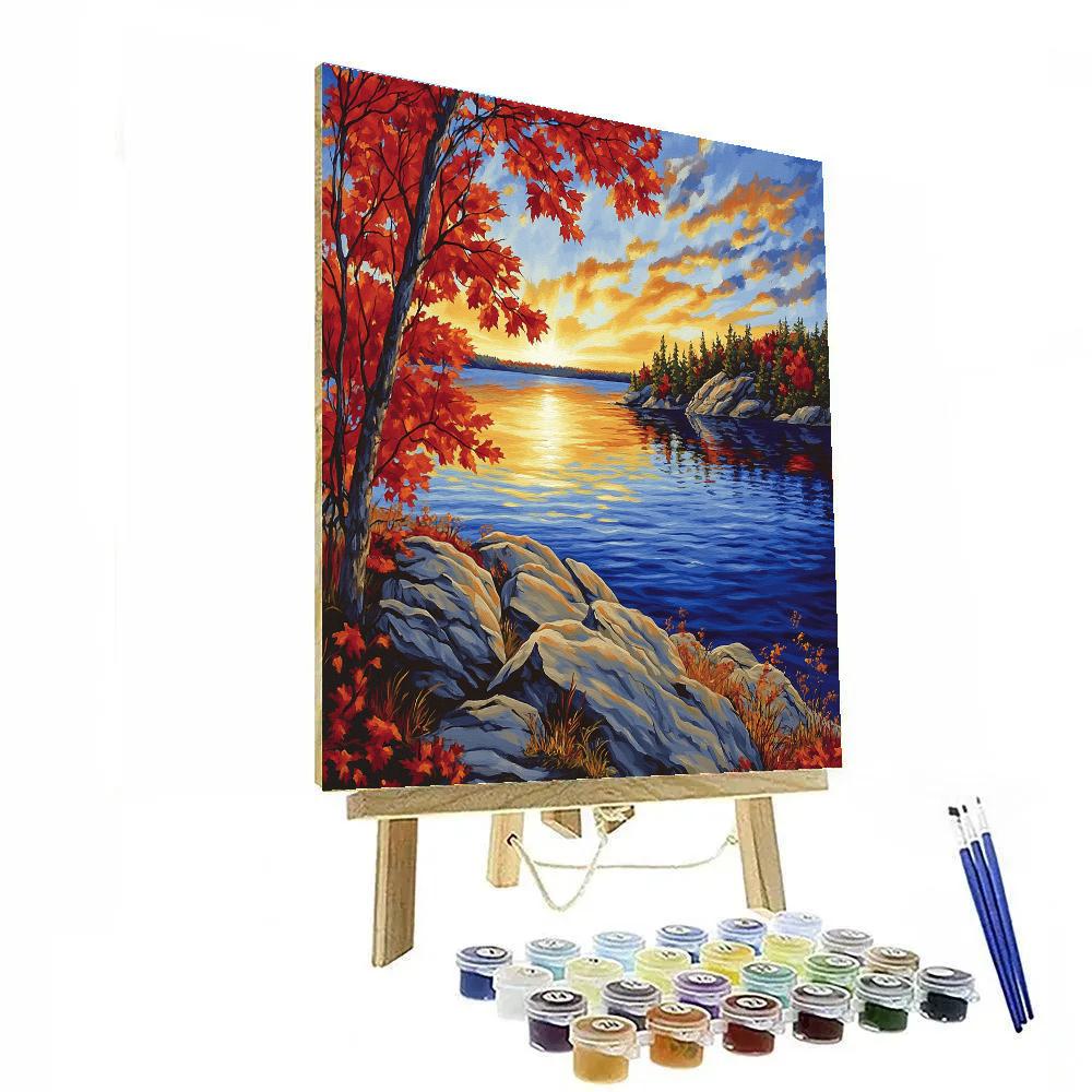 A.Y. Jackson Inspired Crimson Maple Shoreline Numbered painting kits