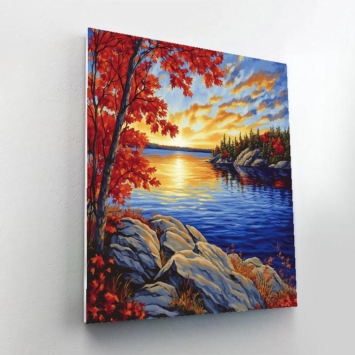 A.Y. Jackson Inspired Crimson Maple Shoreline Numbered painting kits