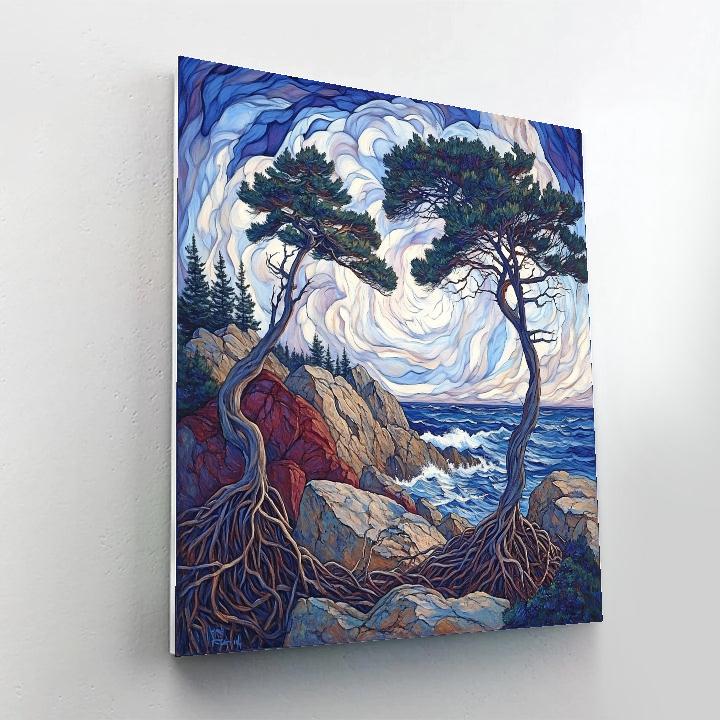 Arthur Lismer Inspired Windswept Georgian Bay Pines Paint by numbers art