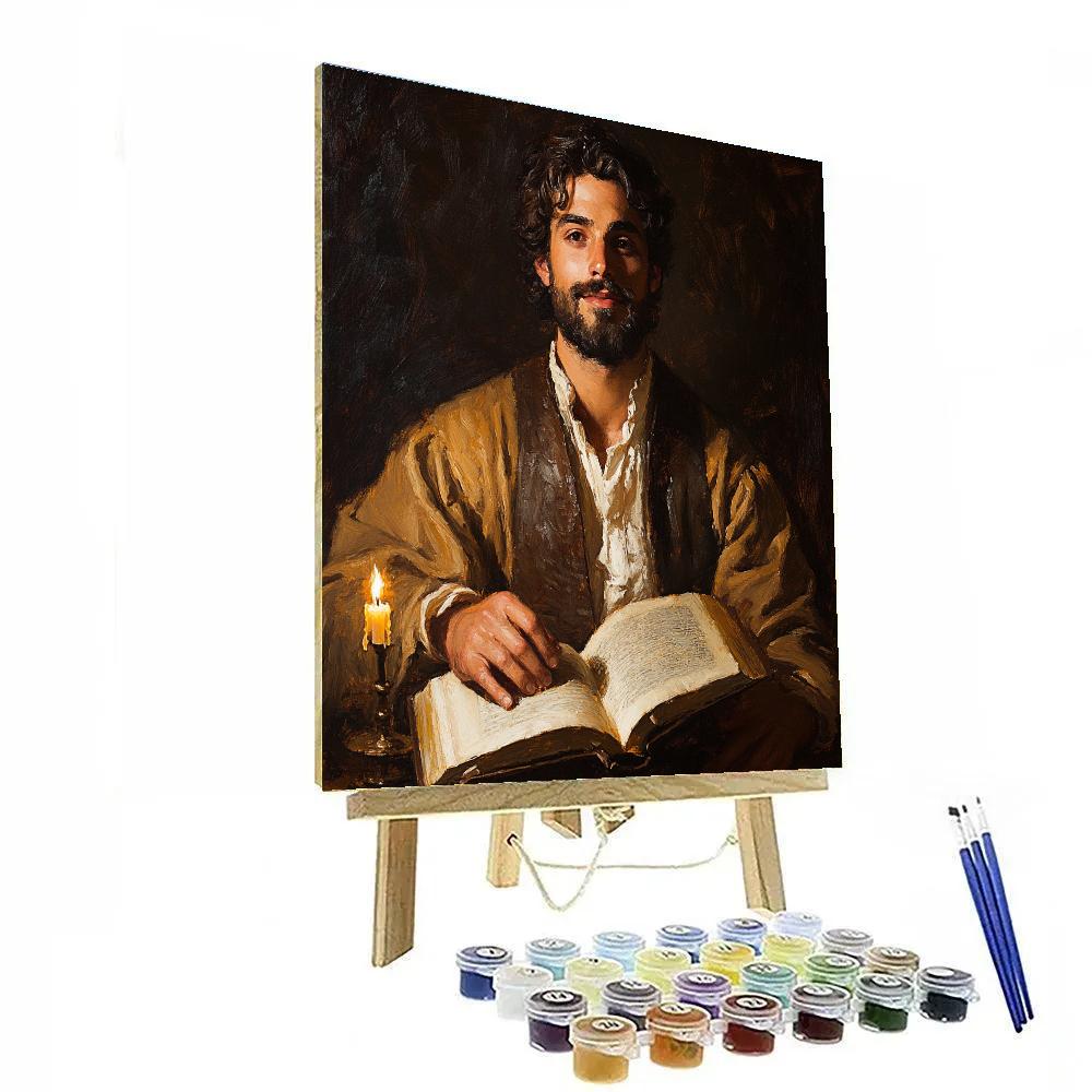 Rembrandt Inspired Candlelit Reader paint by number