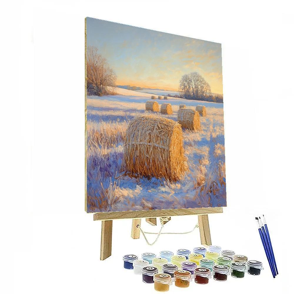 Claude Monet Inspired Haystacks At Frosted Sunrise Number painting