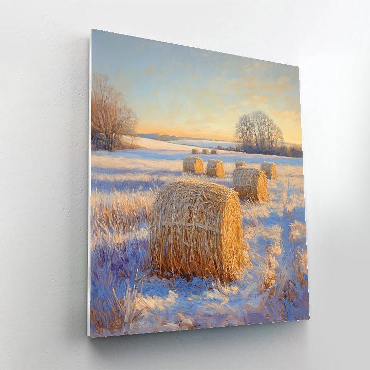 Claude Monet Inspired Haystacks At Frosted Sunrise Number painting