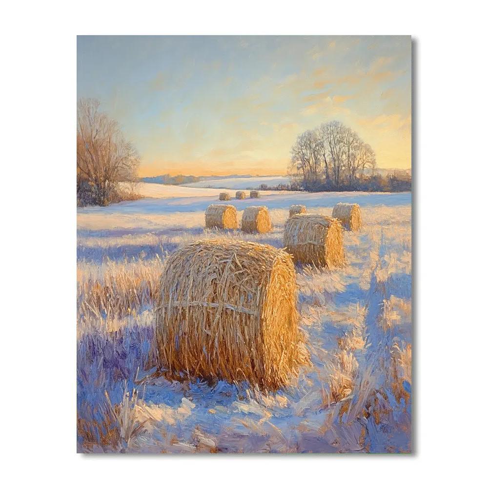 Claude Monet Inspired Haystacks At Frosted Sunrise Number painting